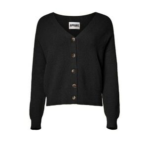 Apparis Andi Ribbed Black Button-Up Minimalist Cardigan